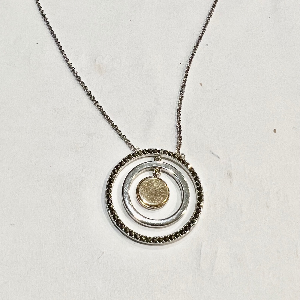 Judith Jack Triple Circle Pendant Necklace Swarovski‎ Marcasite